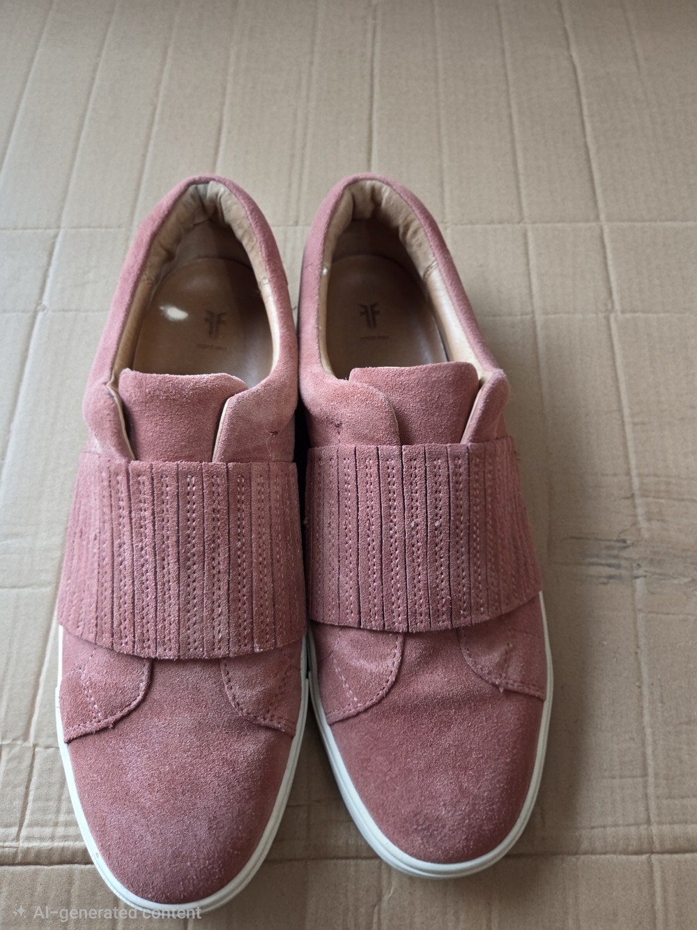 Frye Pink Suede Slip-On Sneakers with Ribbed Strap